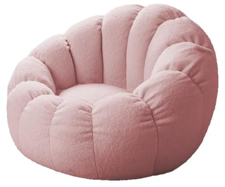 DESAV Bean Bag Chair Cover (No Filler) for Teens And Adults, Stuffed Animal Storage Round Soft Fluffy Teddy Fleece Lazy Sofa Beanbag Cover for Living Room Furniture,Pink