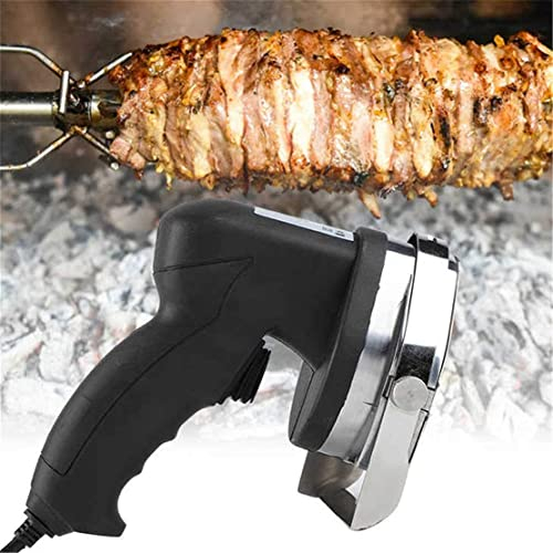 Cortadora de Kebab eléctrica con Cuchillo de Kebab Turco de Mano de 80 W, Cuchillo Profesional para Kebab Shawarma Doner, máquina cortadora de Carne en rodajas Comercial de Acero Inoxidable, batería