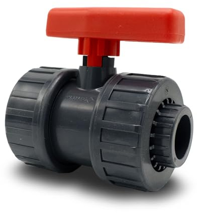 Baumaxxe PVC Kugelhahn 25mm - 2-Wege Absperrhahn Pool - 16 Bar - bm149 | Plimex, 3/4 Zoll, 2x Klebemuffe, Radial ausbaubar, zum Verkleben mit PVC Rohr 25mm, Pool Zubehör für Poolverohrung 25mm