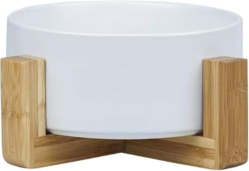 Bol en céramique pour Chiens et Chats, gamelle Alimentaire Durable, récipient pour croquettes et Eau, Design Anti-dérapant (Blanc)