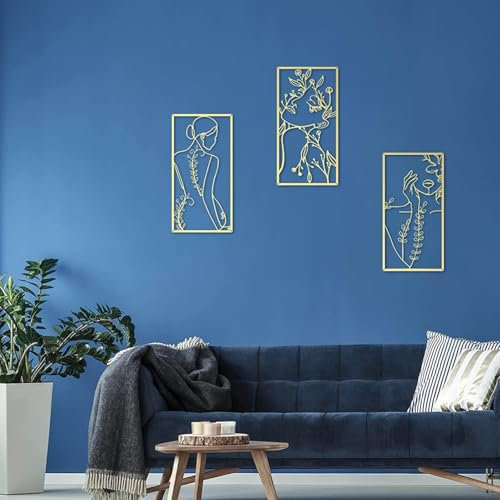 WDCDYQDH 3PCS Eisen Wandskulpturen Wandbilder Wanddeko Metall Frau Körpersilhouette 3D Wanddeko Deko Wandskulpturen Wand Dekoration für Wohnzimmer Schlafzimmer Hintergrund Wanddekoration