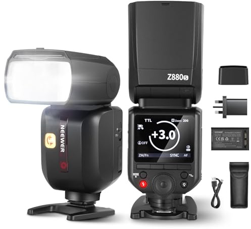 Neewer Z880-S 2.4G 76Ws TTL Camera Flash Speedlite Compatible with Sony, Upgraded UI, Adjustable Modeling Lamp, TTL/M Quick Switch TCM Key, 1/8000s HSS 7.4V/2600mAh Battery 480 Full Power Flash