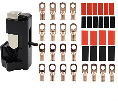 Martello crimpatrice per cavi batteria terminale capocorda set con 20 capicorda e 20 tubi termorestringenti