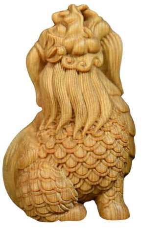 FUNOMOCYA Holzdeko Löwe Figur Geschnitztes Modell Dekoration Für Schreibtisch Hause Nutzung Langlebig