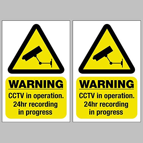 2 Pack of Stickers - CCTV in Operation - 24 Hour Recording in Progress - Camera Security - Self Adhesive Backed Sticker Signs 150 mm x 100 mm Approx. (6 x 4 Inches) Gloss Finish.