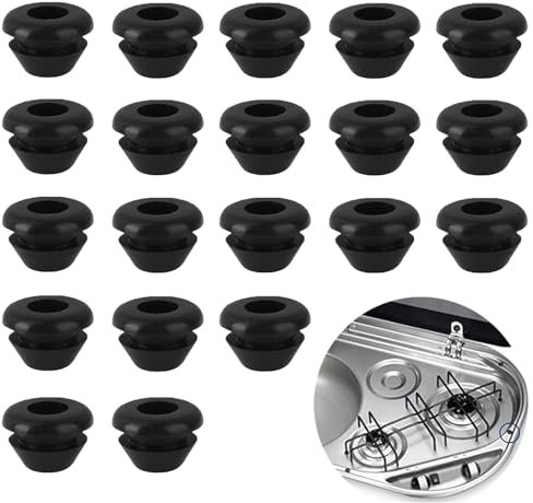 Lot de 20 Passages en Caoutchouc, Pieds en Caoutchouc Antirouille Compatibles avec Les Barres de Supports de Casseroles de 5 mm, Bouchon de Trou de Cuisinière à Gaz pour Réchaud de Camping-Car