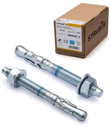 STRÜBER Schwerlastanker verzinkt M16x175mm, 20 Stück | Bolzenanker in Industriequalität, Keilanker aus verzinktem Stahl, Schwerlastdübel, Ankerbolzen, Stahlanker