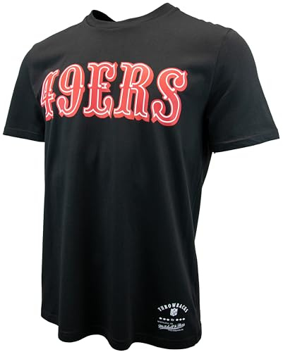 Mitchell & Ness NFL namn & nummer t-shirt, män, kvinnor, barn, unisex, vår, sommar, höst, vinter, amerikansk fotboll, amerikansk sport, San Francisco 49ers, svart, XL