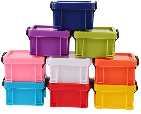BEBEMOKO 9 Stück Bunte Kunststoff Aufbewahrungsbehälter mit Kleiner Verschluss 8,5 X 6,5 X 5cm für Schmuck Schreibwaren Kosmetik Kleinartikel