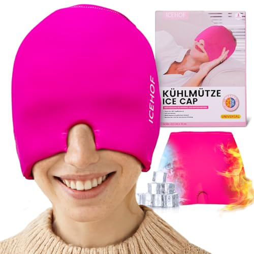 ICEHOF Migräne Maske - Kopfschmerzen Migräneattacken lindern, Migräne Kühlmaske Gesicht Kühlende Augenmaske Kühlhaube ice cap, Entspannung