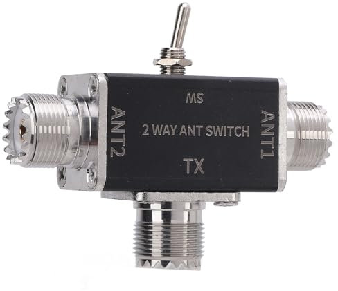 Antenna Switch 1 Input 2 Output 0-50MHz Manual Switching High Isolation for Ham Radio with 2 Way Antennae Splitter Operates Frequency for Amateur Radio Grounding Guard