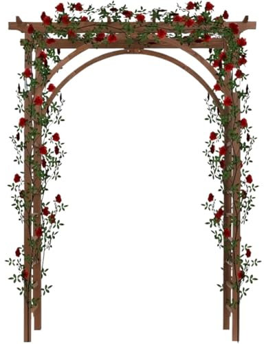 Arche Jardin Arche de jardin, tonnelle en bois de sapin naturel de 7 pieds, arche de mariage, treillis de jardin extérieur, pergola avec mur en treillis for plantes grimpantes Arche De Rosiers Vigne