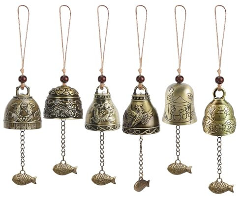 Feng Shui Chimes, 6 campane Feng Shui, campanula a vento, campanula, campanula a vento, campane, campane a vento, campane, campane da strega, scacciapensi per giardino di casa