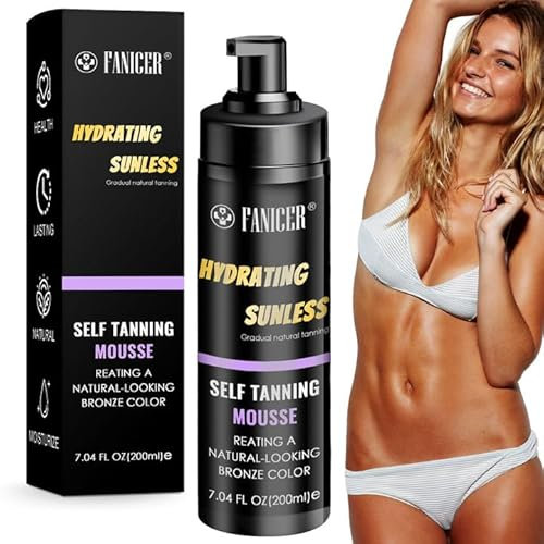 200ml Selbstbräuner Mousse, Sun Self Tanning Schaum, Sofortiger Bräunungseffekt ohne Sonne, ideal für Gesicht und Körper, Natürlich Wirkende&Langanhaltende Bräune