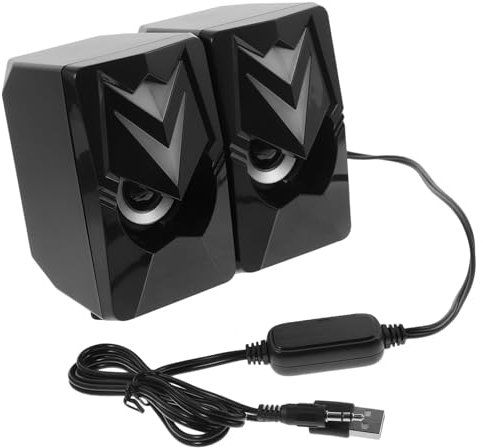 FONDOTIN 2pièces Enceintes Pc Mini USB Alimentées Haut-parleurs Stéréo avec Effets Lumineux Surround pour Ordinateur Portable Et Bureau