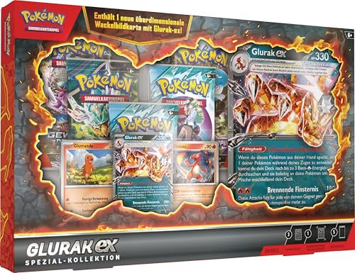 Pokémon-Sammelkartenspiel: Spezial-Kollektion Glurak-ex (1 holografische Promokarte, 2 holografische Karten, 1 überdimensionale Wackelbildkarte & 5 Boosterpacks)