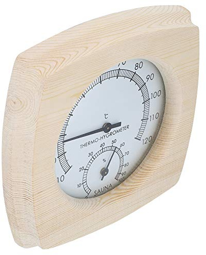 TYCIONG Thermo-Hygromètre en Bois Hygromètre Thermomètre Sauna pour Salle de Bain avec Pointeur Noir Audacieux Facile à Lire Résistant à Haute Température