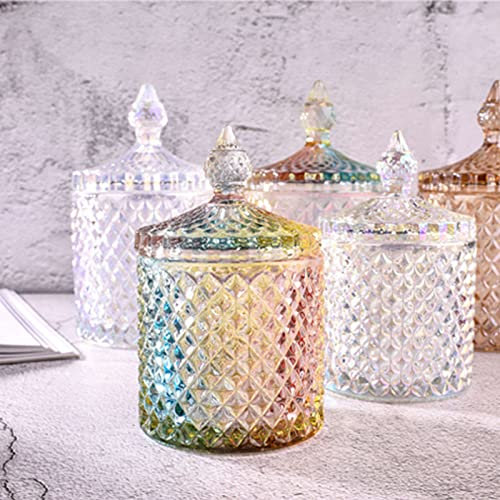 récipient à sucre， Pots à épices, pots à bonbons en verre multicolore avec couvercles, sucrier avec couvercle, bol sucré, for fête de mariage(Clear)