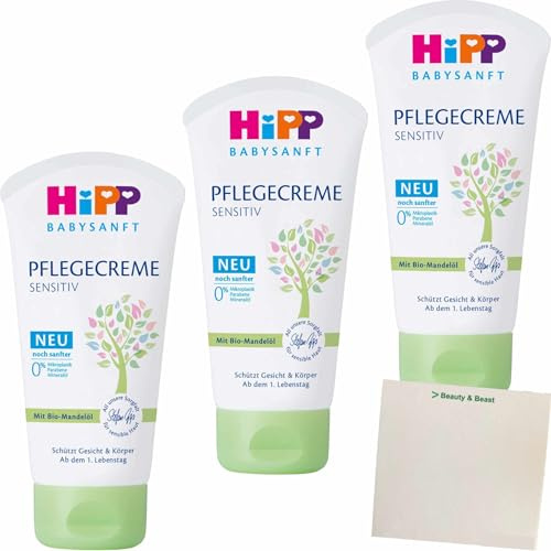 usy Bundle für Hipp Babysanft Pflegecreme mit Mandelöl 3er Pack (3x75ml) + usy Block