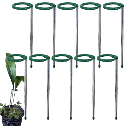ETUCYNG Pflanzen Stützstäbe, Verstellbare Pflanzen Stützen, 10 Stück Stangen aus Edelstahl, Stielhalter mit Clip, Für Garten Bohnen Tomaten Orchideen
