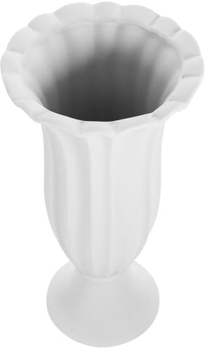 CANIGHT Vaso per Fiori da Cimitero in Ceramica Bianco Grigio, Ornamento Funerario a Colonna Romana, Portafiori Commemorativo per Tombe e Decorazione per Loculi Esterni