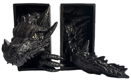 yanwuwa Fermalibri decorativi a forma di drago per mensole Decors Statue di drago in resina Porta libri Appassionati di lettura Fermalibri decorativi per scaffali
