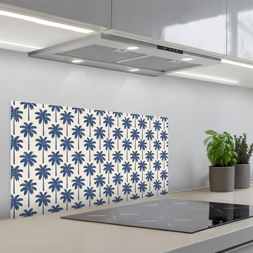 KitchenYeah© Paraschizzi Cucina Adesivo Pannello Parete Paraspruzzi - Blu | 45x90 cm - Pannelli retro Simmetrico - Palma