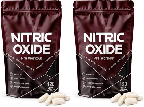 Nitric Oxide L-Arginine 100% Pre Workout Supports Athletic Performance and Muscle Building | 120 Capsules (Pack of 2)