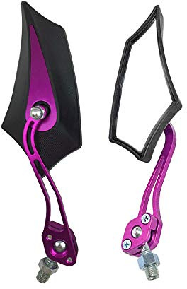 Mintice 2 Pièces Violet Universel Rétroviseur Latéral de Moto Miroir Scooter Rétroviseurs Latéraux 8mm / 10mm Boulons Filetés Bicyclette Vélo Sport