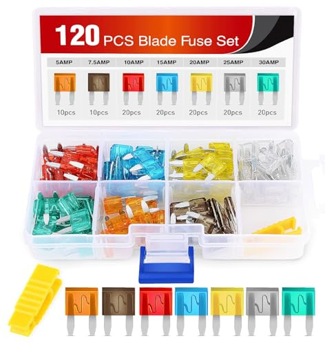 Nilight 120Pcs Blade Fuses Assortment 5, 7.5, 10, 15, 20, 25, 30 AMP Regular Mini ATM/APM Blade Fuses for Cars Trucks Boats Automotives, 2 Years Warranty, Multicolor