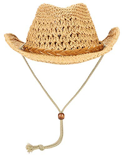 Qchomee Foldable Cowboy Hat Shapeable Wide Brim Sun Protection Straw Hats Adults Spring Summer Anti UV Sun Hat Travel Beach Cap Western Cowgirl Bush Hats for Women Ladies Men Camping Fishing Hiking