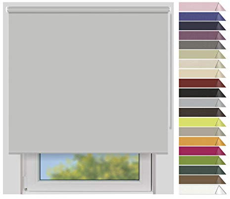 EFIXS Verdunklungsrollo Medium - Rollos nach Maß - 25 mm Rollowelle - Stoffbreite bis 220 cm, Höhe bis 240 cm - Hier: bis 220 cm x 150 cm (BxH) - hellgrau (7921) - mit & ohne Bohren