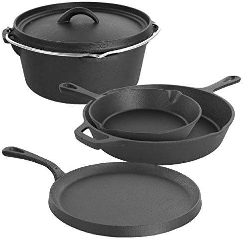 Megachef Assorted Cookware Set di pentole in ghisa, Nero