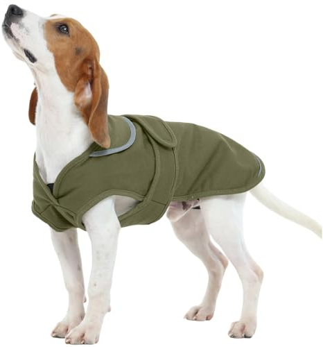 Kuoser Hundemantel Wasserdicht für kleine Hunde, Wintermantel Hund, Grün XS | Hundemantel Winter mit Reißverschluss, Klettverschluss & Reflektorstreifen, Hundejacke für kleine, mittelgroße & große Hunde