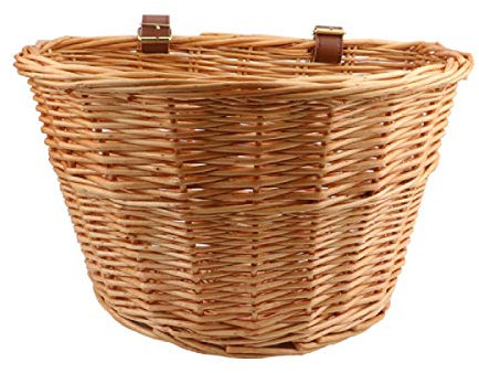 Vorderer Fahrradkorb Kinder, Klassischer Jahrgang Wicker Fahrradkorb Handgewebt Rattan Wicker Einstellbar Aufbewahrungskorb (Size : L)