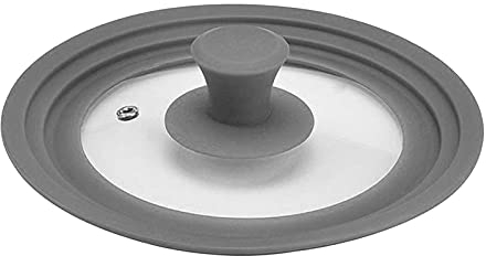 Coperchi universali di ricambio in vetro siliconico per pentole, padelle, pentole (grigio, 34 cm)