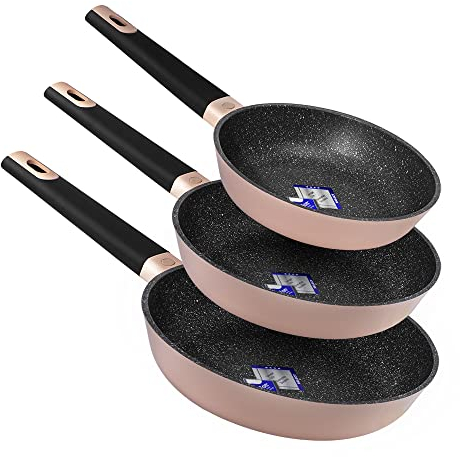 Cecotec Set de Sartenes Polka Experience 18-22-26 Bucket Set Gravity. Diámetro 18-22-26, Aluminio Fundido, Revestimiento Antiadherente, Apta para todo tipo de Cocinas y Lavavajillas, Rosa