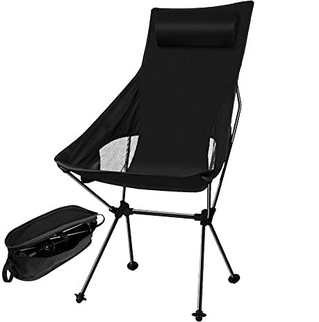 Campingstuhl Angelstuhl im Freien Camping Picknicksitz, Aluminium tragbare ultraleichte Klappstühle Camping Strandstuhl for Angelwerkzeuge Campingstuhl Faltbar (Color : Black)