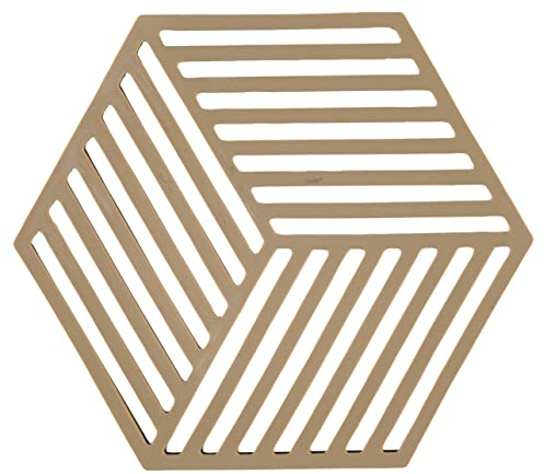 Zone Denmark Hexagon Topfuntersetzer Hitzebeständig, Silikon Untersetzer, Praktische und Dekorative Topf-Untersetzer, Spülmaschinenfest, 16 x 14 cm, Dark Camel