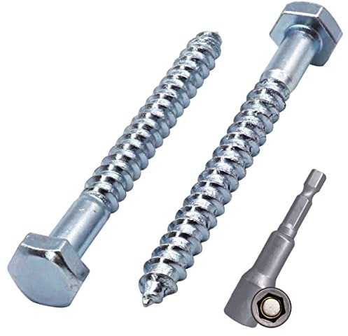 SKIR'CO (30 piezas) DIN 571 Tornillos hexagonales de acero galvanizado para madera M6 x 70 mm, tornillos de coach, tornillos hexagonales, pernos de retardo (con broca hexagonal magnética)