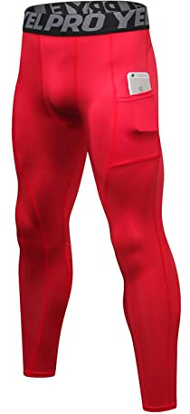 Ruowuhen Legging Sport Homme Séchage Rapide Pantalon de Compression Running | Baselayer Collant Running avec Poches, pour Musculation Course Jogging Basket Cyclisme