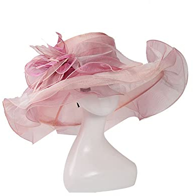 LUMoony Hut Frauen 1Pcs Damen Organza Kirche Fascinator Braut Hochzeit Sonnenhüte Tee Party Hut breite Krempe Sonnenhut Fascinator mit großer Krempe Strandmütze Organza-Hüte Kirche Hut