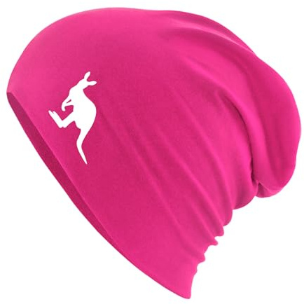 Huuraa Slouch Beanie Kangaroo Silhouette Geschenk | Erwachsenen Wintermütze Baumwolle und Elasthan Mütze Geschenkidee doppellagige Baumwollmütze