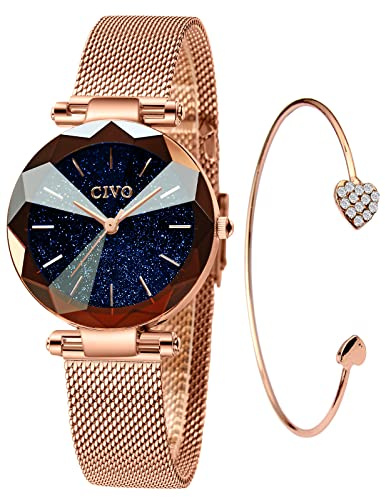 CIVO Damenuhr Armreif Wasserdicht Armbanduhr: Damen Edelstahl Mode Elegant Beiläufig Designer Quarzuhr - Geschenke Uhr für Frauen Set