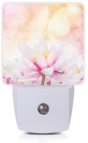 Smoaffly Pink Water Lily Lotus Night Light Plug-in LED Nightlights Auto Sensor Night Lamp Dusk-to-Dawn Lamp Home Decor for Nursery Children Girls Boys