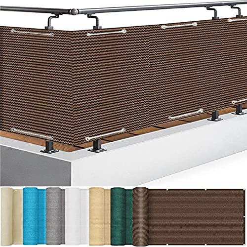 Balkon Sichtschutz 80 x 650 cm Windschutz Staubschutz Windschutz Matte mit Ösen und Kordel für Gartenzaun Balkonzaun, Taupe