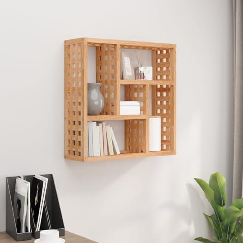 ZEYUAN Wandregal 49x15x49 cm Massivholz Nussbaum, Schweberegal, Regal Wand, Bücherregal, Hängeregal, Regalbrett, Küchenregal, Kinderzimmer Regal, Wandboard
