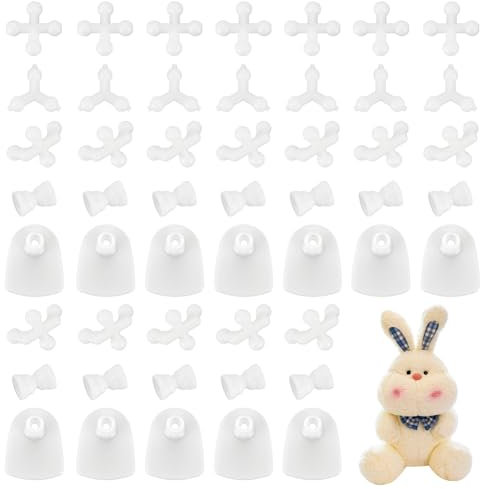 OLYCRAFT 52 Pcs 5 Styles Chest Connectors Flex Ball Socket Adjustable Flexible Armature Skeleton Joints Ball Jointed Flexible Plastic Skeleton Accessories for Plush Bear Making DIY Crafts