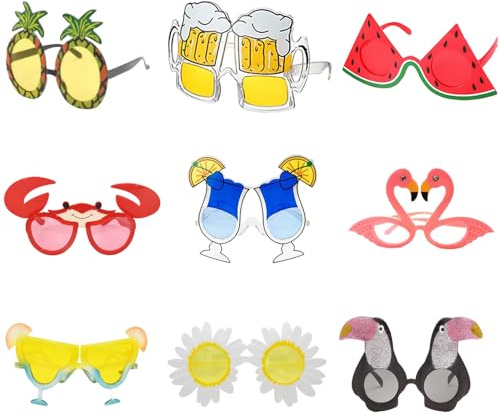 ZDQC Hawaii Party Brillen,Lustige Brille Party,Party Brille Lustig,Lustige Sonnenbrille,Party Sonnenbrillen,Foto Requisiten Brillen,Strandparty Sonnenbrillen,Pool Party Brille,Tropische Party Brille