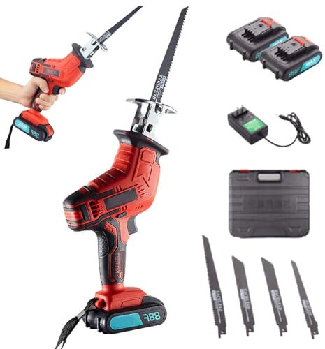 MoRfiL 21v Cordless Electric Bone Saw,Commercial Home Butchers Saw, Electric Reciprocating Saws,Hacksaw Handheld Cordless Tools for Cutting Meat/Bones,2batteries